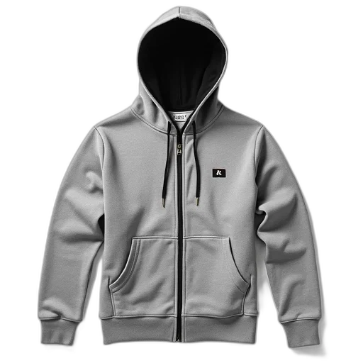 jacket, 3d render, photorealistic, monochrome, dark, grey, hoodie, black transparent PNG cut-out