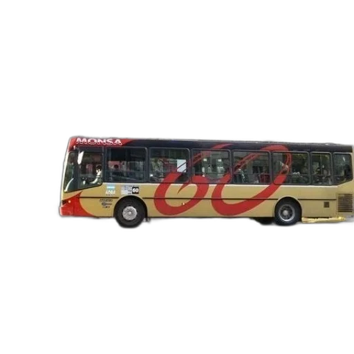3d render, photorealistic, concept art, yellow, red, bus, word, monsa transparent PNG cut-out