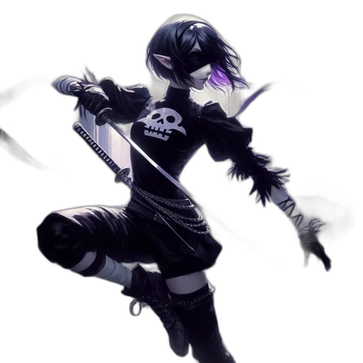 staff, weapon, sword, concept art, fantasy art, anime, 3d render, dark transparent PNG cut-out