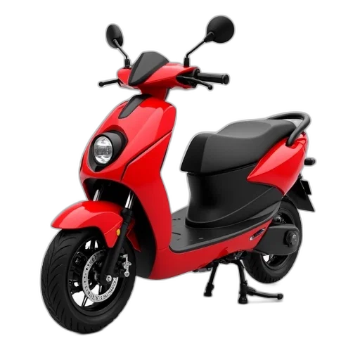 3d render, photorealistic, red, black, modern, electric, scooter, sleek transparent PNG cut-out