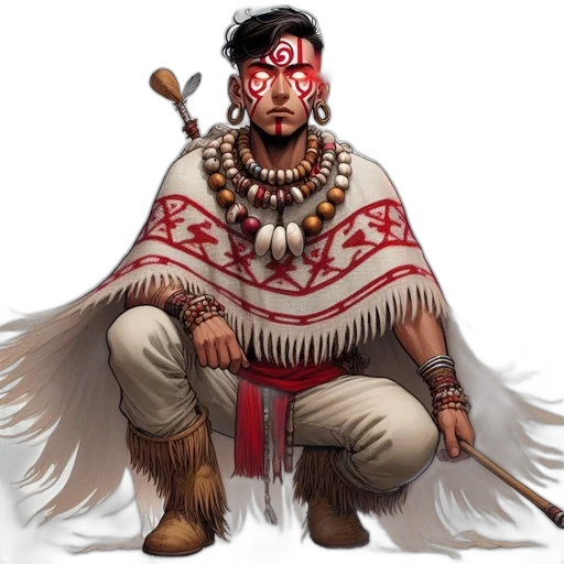 staff, concept art, fantasy art, pixel art, comic book art, red, character, tribal transparent PNG cut-out