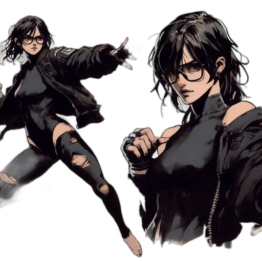 jacket, concept art, comic book art, anime, cartoon, dark, monochrome, two transparent PNG cut-out