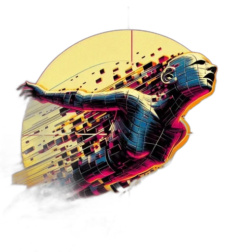 mask, weapon, comic book art, concept art, pixel art, cyberpunk, outer space, colorful transparent PNG cut-out