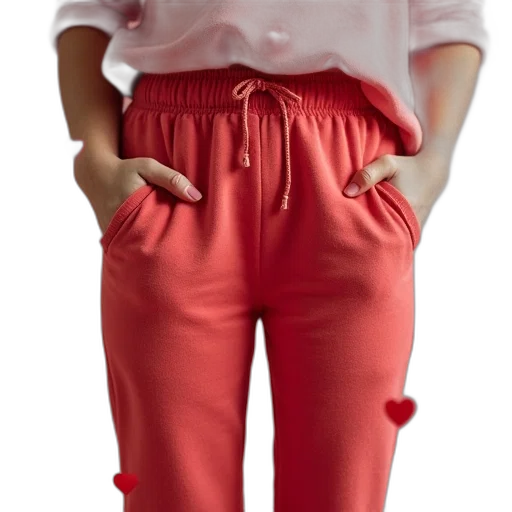 jacket, dress, staff, 3d render, red, hearts, sweatpants, miniature transparent PNG cut-out