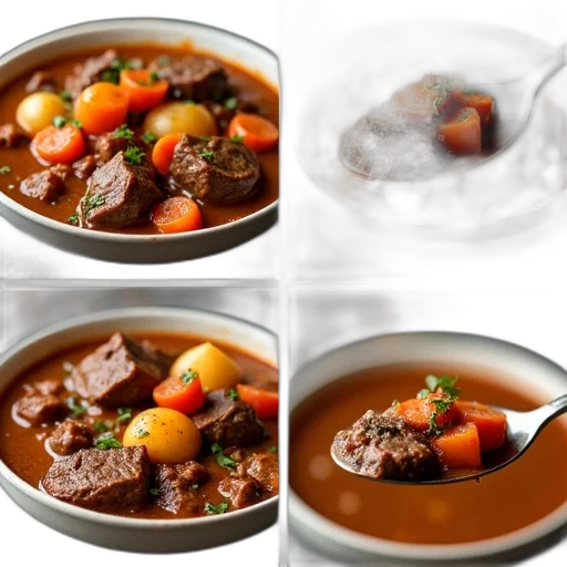 food, photorealistic, 3d render, collage, four, images, showcasing, beef transparent PNG cut-out