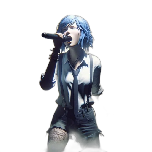 concept art, 3d render, photorealistic, watercolor, neon lights, blue, female, animated transparent PNG cut-out