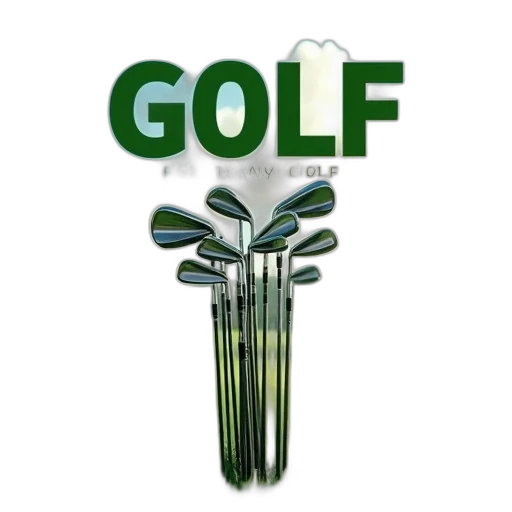 staff, 3d render, collection, golf, clubs, displayed, against, backdrop transparent PNG cut-out
