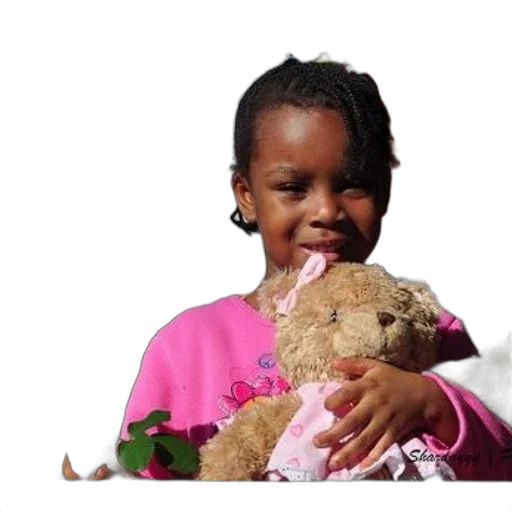 young, girl, pink, shirt, holds, teddy, bear, ribbon transparent PNG cut-out