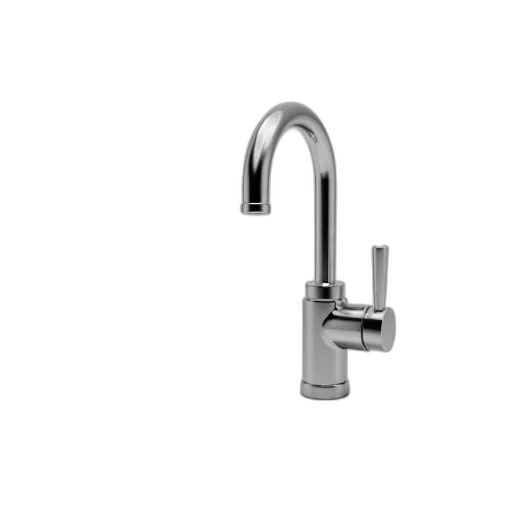 silver, faucet, single, handle, spout, isolated, against, white transparent PNG cut-out