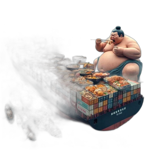 food, robot, concept art, 3d render, photorealistic, cyberpunk, fire, sumo transparent PNG cut-out
