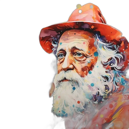 hat, face, watercolor, photorealistic transparent PNG cut-out