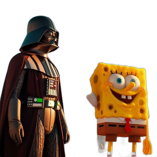 robot, creature, concept art, 3d render, darth, vader, spongebob, squarepants transparent PNG cut-out