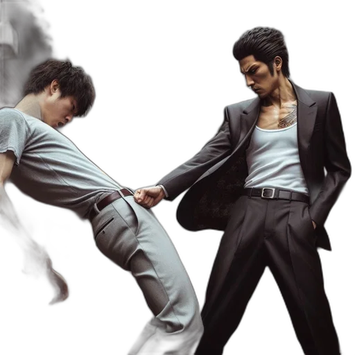 concept art, photorealistic, comic book art, fantasy art, rain, fire, two, men transparent PNG cut-out