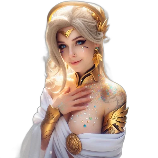jewelry, crown, staff, dress, fantasy art, concept art, pixel art, photorealistic transparent PNG cut-out