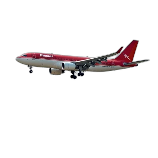 3d render, photorealistic, large, commercial, airplane, red, white, color transparent PNG cut-out