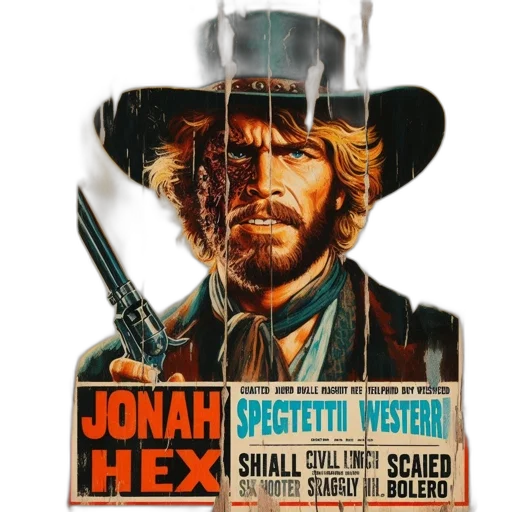 hat, weapon, concept art, comic book art, poster, featuring, gritty, character transparent PNG cut-out