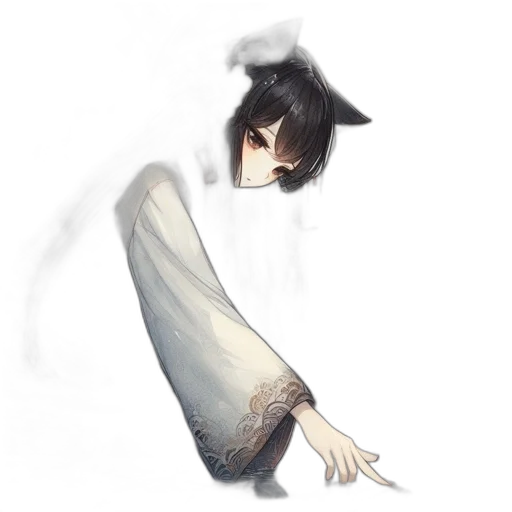 dress, creature, mask, staff, concept art, watercolor, anime, fantasy art transparent PNG cut-out