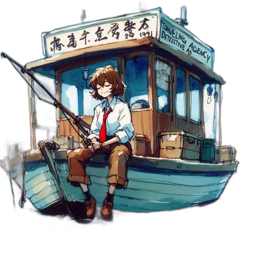 robot, staff, concept art, pixel art, anime, watercolor, underwater, city street transparent PNG cut-out