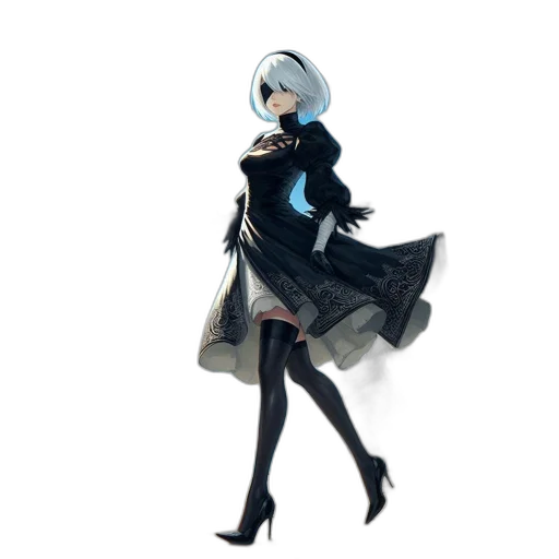 dress, staff, robot, jacket, concept art, pixel art, fantasy art, anime transparent PNG cut-out