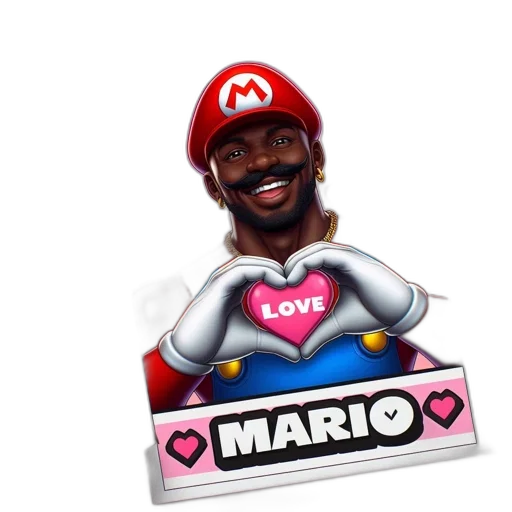 pixel art, 3d render, vaporwave, concept art, artwork, depicts, bearded, mario-human transparent PNG cut-out