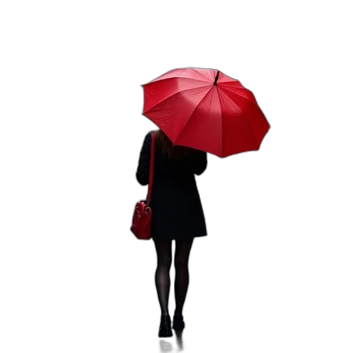 umbrella, staff, jacket, dress, photorealistic, 3d render, concept art, rain transparent PNG cut-out