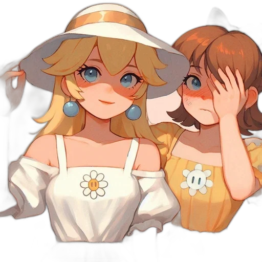 hat, dress, flower, crown, anime, watercolor, pixel art, concept art transparent PNG cut-out