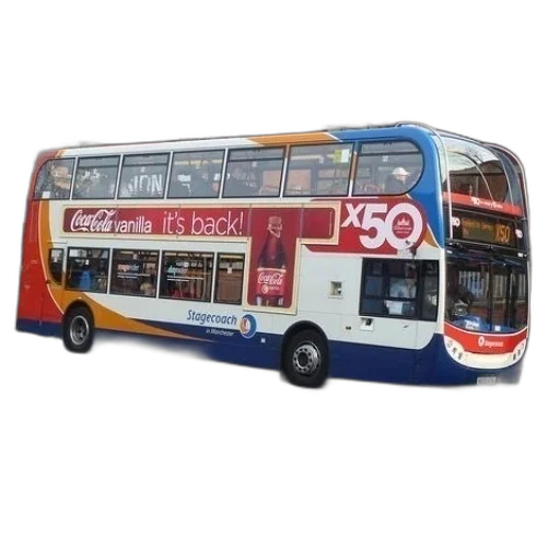 3d render, photorealistic, coca-cola, double-decker transparent PNG cut-out