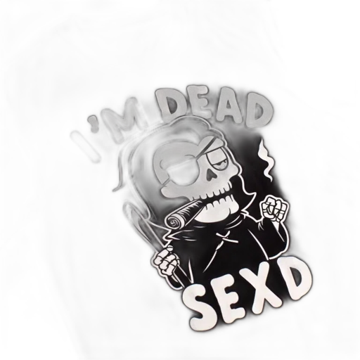 comic book art, shirt, displays, humorous, stylized, skeleton, figure, holding transparent PNG cut-out