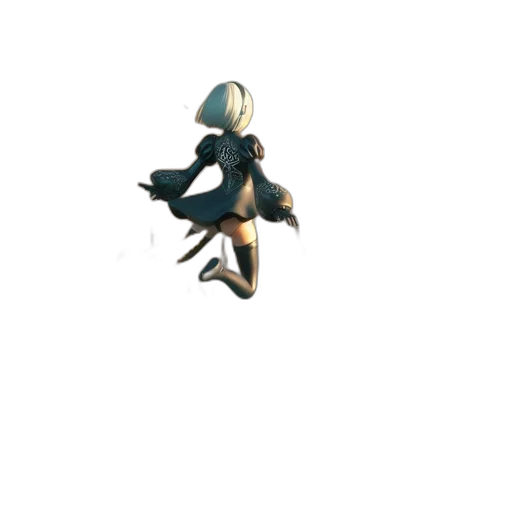 creature, weapon, staff, hair, pixel art, concept art, 3d render, fantasy art transparent PNG cut-out