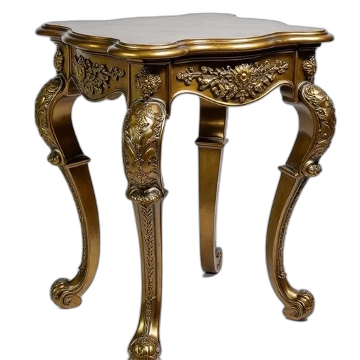 furniture, crown, jewelry, 3d render, antique, brass, side, table transparent PNG cut-out