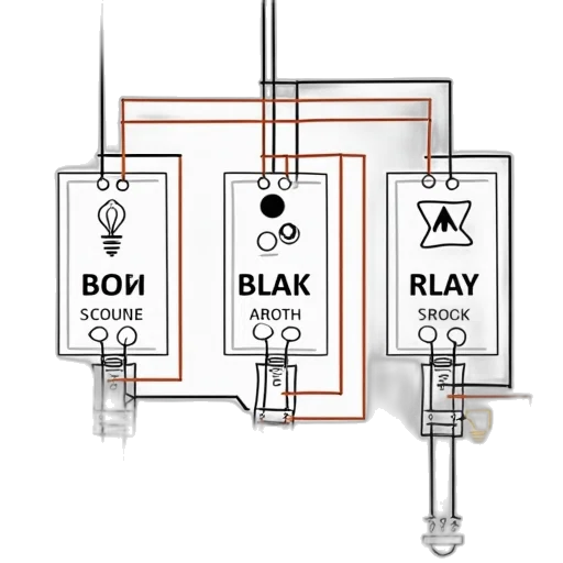 concept art, monochrome, schematic, typical, relay, wiring transparent PNG cut-out