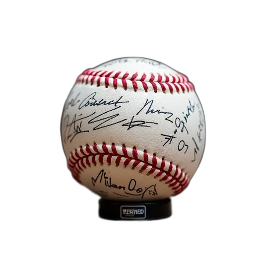baseball, signatures, various, players, displayed, stand, verified, tag transparent PNG cut-out