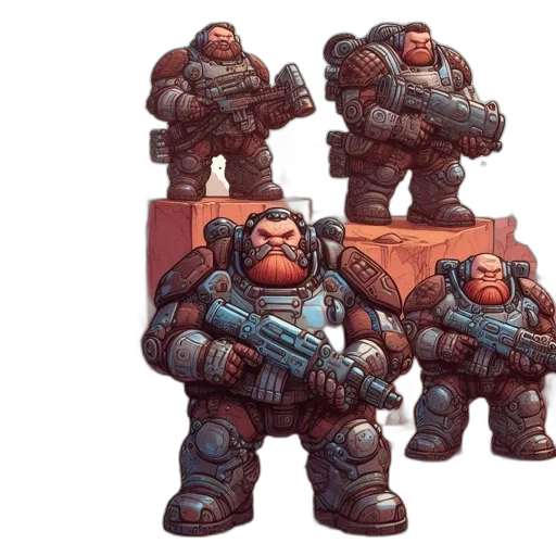concept art, fantasy art, 3d render, pixel art, red, armored, soldiers, likely transparent PNG cut-out