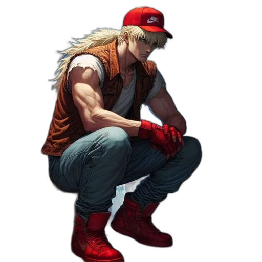 hat, concept art, pixel art, comic book art, fantasy art, red, muscular, man transparent PNG cut-out