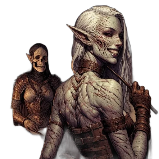face, creature, mask, staff, concept art, fantasy art, comic book art, pixel art transparent PNG cut-out