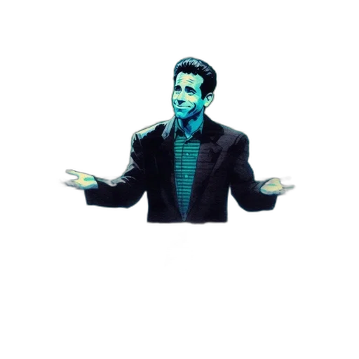 jacket, umbrella, robot, face, pixel art, cartoon, vaporwave, 3d render transparent PNG cut-out