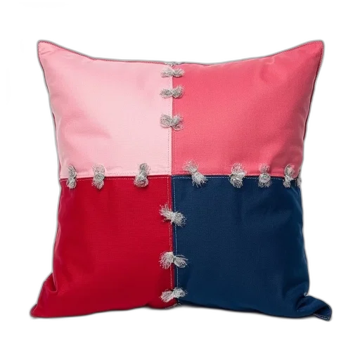 crown, furniture, patchwork, pillow, pink, red, blue, black transparent PNG cut-out