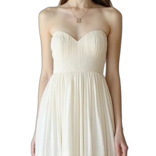 dress, ivory, pleated, strapless, waistline, perfect, any, occasion transparent PNG cut-out