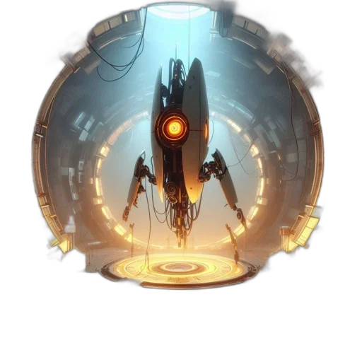 robot, weapon, creature, staff, concept art, fantasy art, cyberpunk, comic book art transparent PNG cut-out