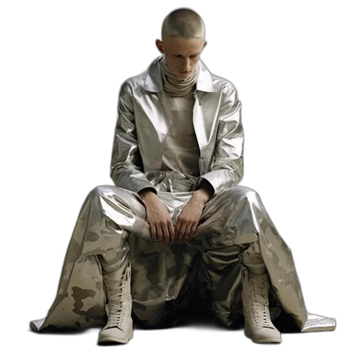 jacket, robot, concept art, cyberpunk, photorealistic, 3d render, outer space, earth tones transparent PNG cut-out