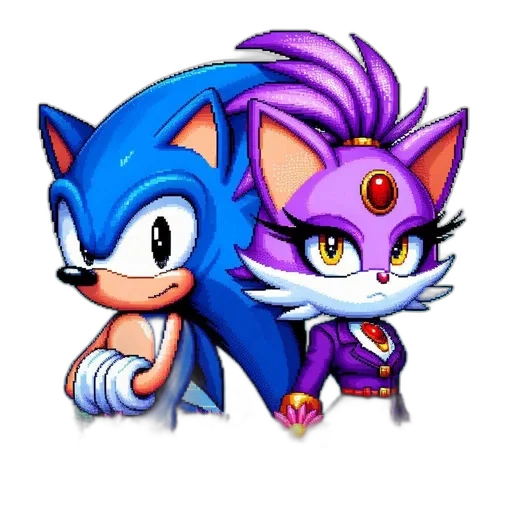 pixel art, concept art, anime, comic book art, blue, sonic, hedgehog, blaze transparent PNG cut-out