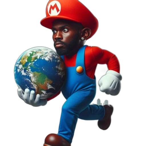 animal, concept art, pixel art, 3d render, cartoon, realistic, mario, beard transparent PNG cut-out