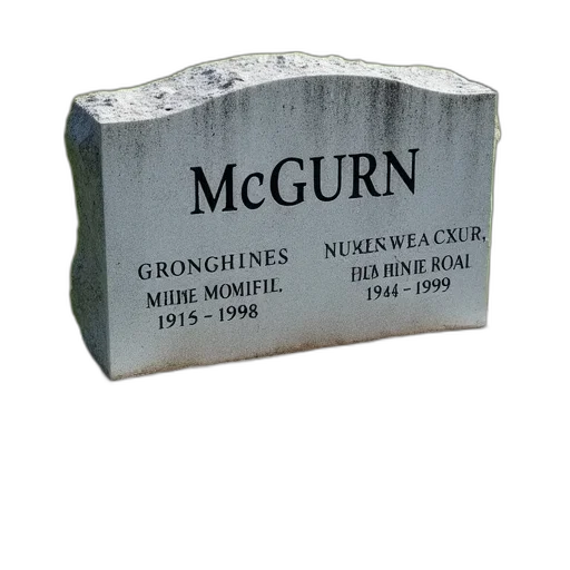 weapon, weathered, headstone, name, mcgurn, prominently, displayed, center transparent PNG cut-out