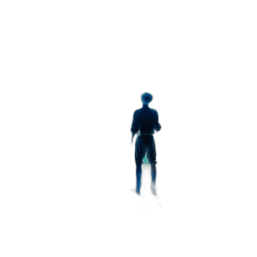 robot, creature, jacket, staff, pixel art, concept art, 3d render, vaporwave transparent PNG cut-out