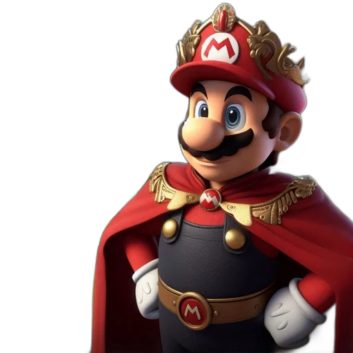 crown, hat, staff, face, 3d render, concept art, anthropomorphic, mario transparent PNG cut-out