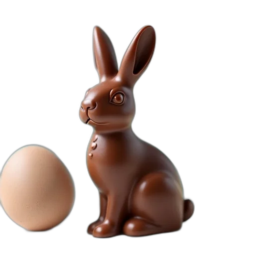 food, 3d render, photorealistic, chocolate, bunny, figurine, glossy, finish transparent PNG cut-out