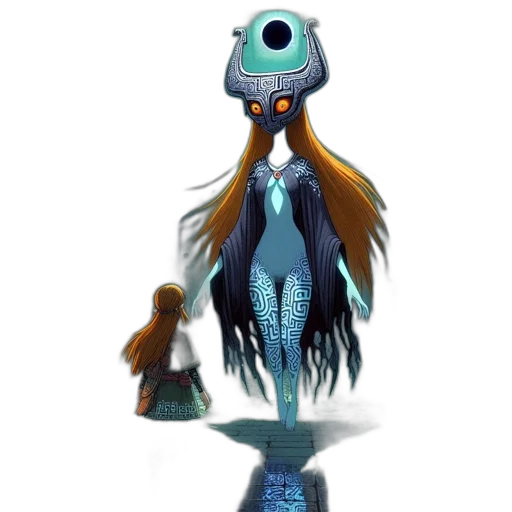 creature, robot, staff, dress, concept art, fantasy art, 3d render, pixel art transparent PNG cut-out
