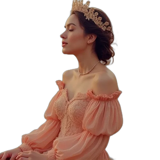 crown, dress, jewelry, photorealistic transparent PNG cut-out