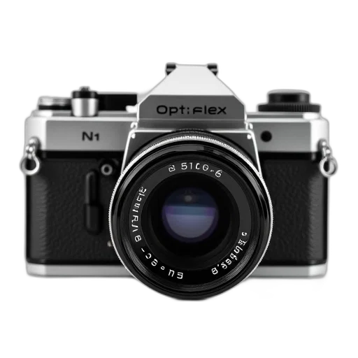 weapon, face, robot, photorealistic, 3d render, vintage, camera, black transparent PNG cut-out