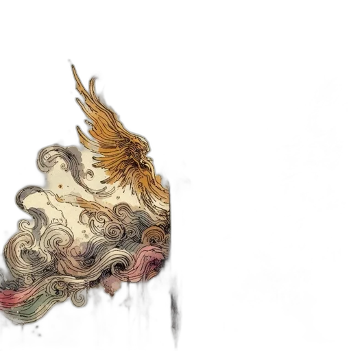 dragon, mask, hair, crown, concept art, fantasy art, photorealistic, watercolor transparent PNG cut-out